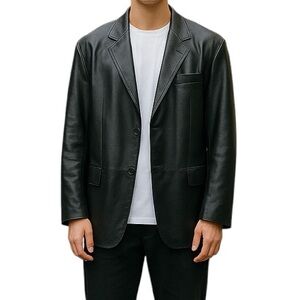 Hide House Collection Black Men’s Genuine Leather Jacket Large